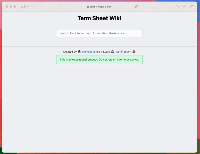 Term Sheet Wiki